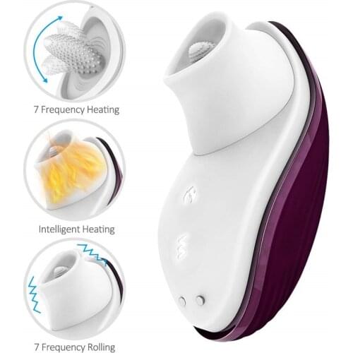 Clit Vibrator Tongue Licking Nipple Sucker Clitoral Stimulation Breast Massager Heating Oral Vibrator Sex Toys For Woman