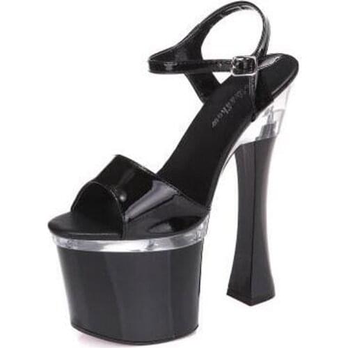 Women Summer Platform Sandals Nightclub Sexy Transparent Crystal Slipper High Stripper Heel 19cm Stage Show Pole Dance Shoes New