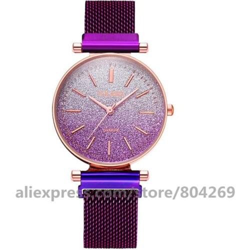 Hot Sale Women Magnet Buckle Gradient Color Starry Sky Watch Luxury Ladies Alloy Quartz Watches YOLAKO Clock 920465 YOLAKO