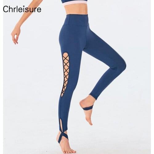 CHRLEISURE Women Leggings Fitness High Waist Push Up Sport Running Leggings Solid Color Hollow Out Workout Training Legging