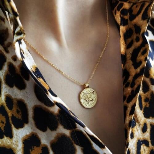 Real 925 Sterling Sliver Leopard Head Coin Pendant Necklace For Women Choker Minimalist Disc Chokers Necklaces Silver Jewelry