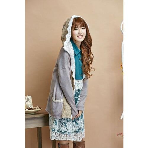 Manteaux femme chaquetones de mujer poncho cloak coat woman winter gray lace pathwork mori girl lolita gothic hippie boho lolita