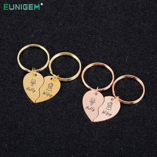 1 Pair Fashion Customized Keychain Personalized with Couples Names Engraved Valentines Day Gift for Dear Couple Lover Keyring