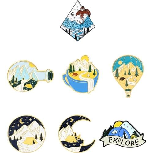 1PCS Moonlight Alloy Shoe Charms Custom Explore Outdoors Mountain shoe decoration for croc jibz kidsfavor cute X-mas