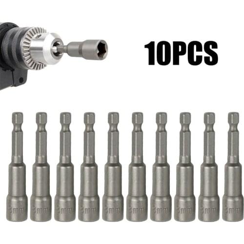 10 Pcs 8mm Hex Socket Magnetic Tech Screw Driver Drill Bit Nut Setter Roofing Cladding Cover For Electric Drill Accessories