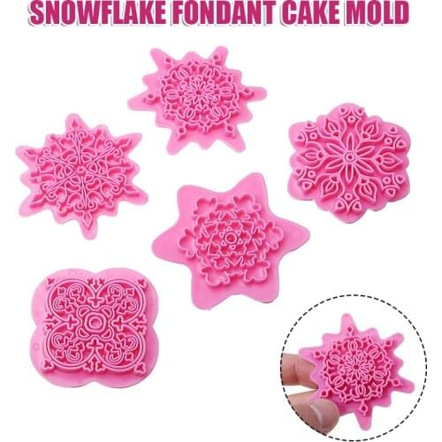 5pcs Stamp Clay Tool Mandala Lace Pattern Cookie Stamp Biscuit Mold Fondant Cake Molds Mandala Dotting Tools