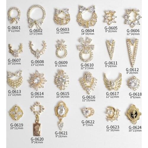 5pcs/lot, Nail Art Elegant Zircon Rhinestones Decoration With Gold Alloy For Nail Tips Beauty
