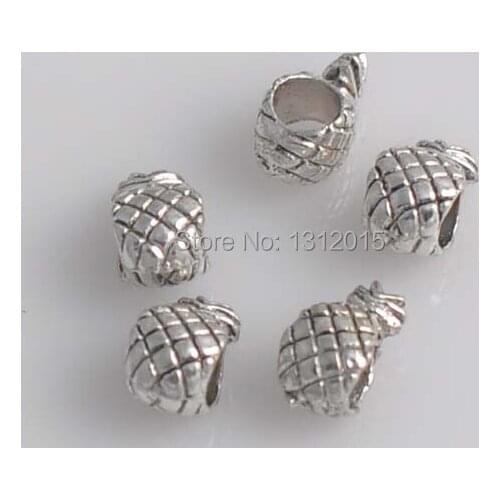 Free Shipping!DIY 50PCs Antique Silver Metal Alloy Ananas Spacers Charm Beads Fit Bracelet 12x7mm YTC0027
