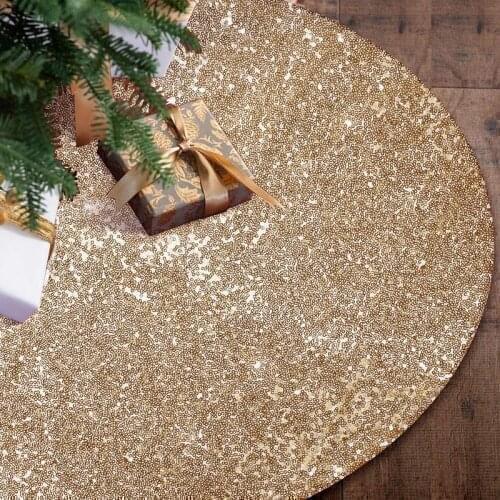 Sparkly Christmas Tree Skirts Tree Skirt Fabric Carpet Round Gold Sequin Christmas Tree Mats Beautiful Photography Tree Tools