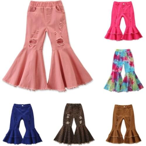 2021 Summer Pants Childrens Clothing Baby Girl Jeans Bell Bottom Pants Kids Casual Pants Denim Trousers Pantalones Verano Bebe