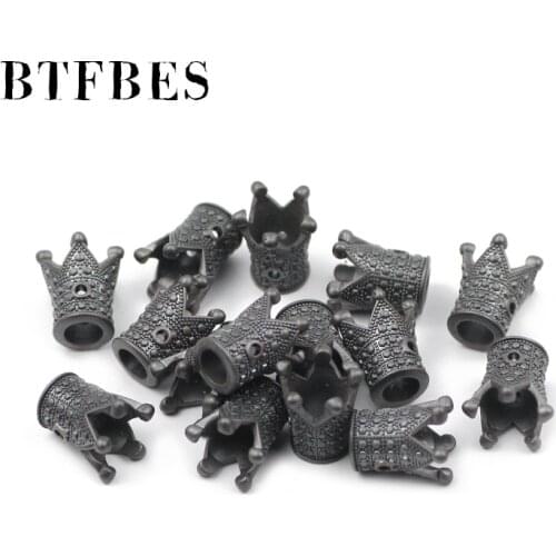 BTFBES Natural Stone Matte Black Crown Hematite Charm Spacer Loose Beads For Trendy Jewelry Accessories Making DIY bracelets