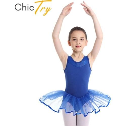 ChicTry Kids Teens Floral Mesh Professional Ballet Tutu Dance Dress Children Girl Ballet Leotard Stage Performance Dance Costume