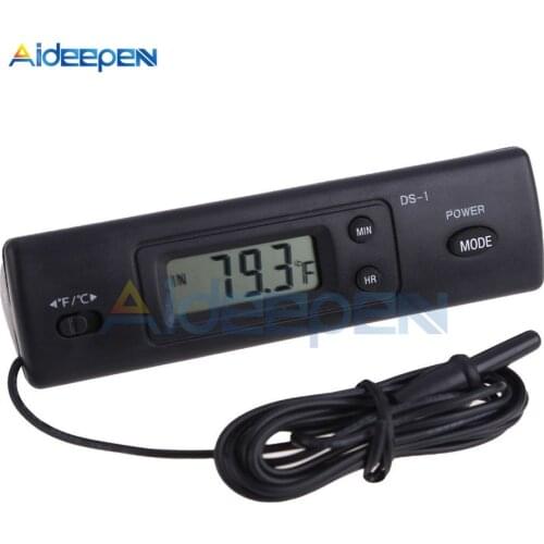 Digital Indoor Outdoor DS-1 Home Vehicle Thermometer Auto LCD Display In Out Clock for Car Aquarium Thermometer