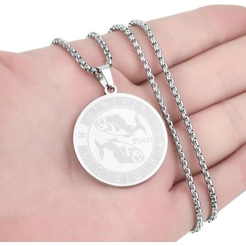 Cxwind Stainless Steel Pisces Pendant Zodiac Sign Charm Astrology Necklaces For Women Girl Birthday Chain Jewelry