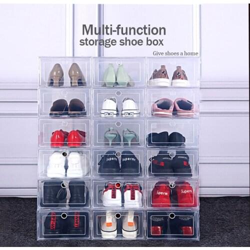 Storage Shoe Boxes Organizer Plastic Transparent Box Multifunctional Basketball Stackable Shoe Rack Display Case Diy Cabinet