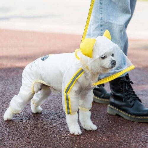Dog Raincoat For Small Dogs | Dog Rain Jacket With Hood | Dog Rain Poncho | Water Proof | Yellow w/ Reflective Stripe
