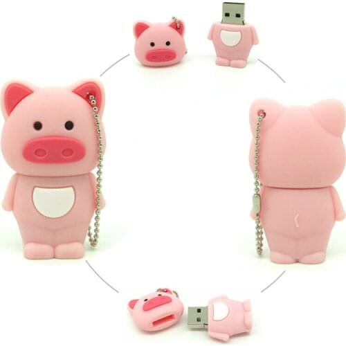 Lovely pig usb flash drive 64gb 32gb 16gb 8gb 4gb pendrive cartoon animals memory u disk real capacity usb stick pen drive gifts