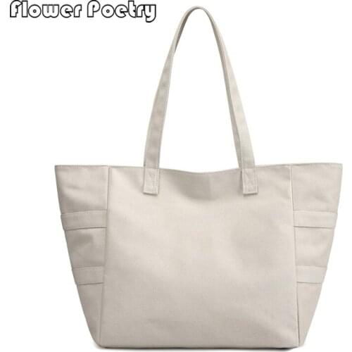 Canvas Waterproof Shoulder Bag Large Capacity Women Casual Reusable Shopping Bags Solid Color Female Tote Handbags Sac Bolsos