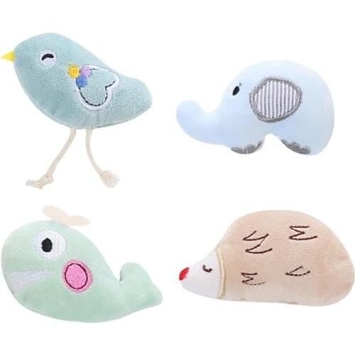 Cat Toys Cartoon Animal Shaped Puppy Kitten Plush Biting Teether Pet Supplies Cat Toys