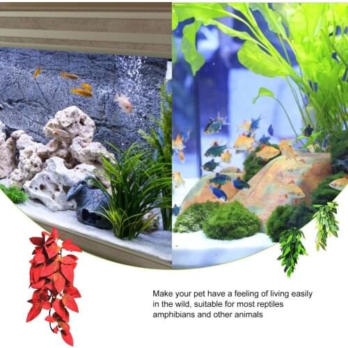 Simulation Fake Leaves Aquariums Decorations Ornaments Amphibian Reptile Hanging Plants With Suction Cups For Terrarium Pet