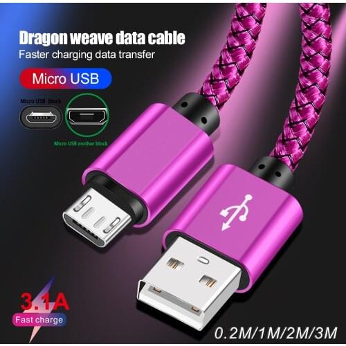 Micro USB Cable Fast Charging 3A current Cord For Samsung S7 S6 Xiaomi Redmi Note 5 Pro Android Phone Wire Quick Charging 1m2m3M