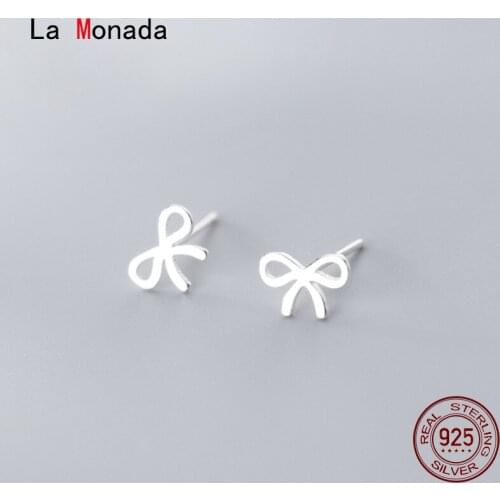 La monada Butterfly Women Earrings Stud 925 Silver Original Korean Bowknot Small Stud Earrings Female Jewelry Silver 925 Real