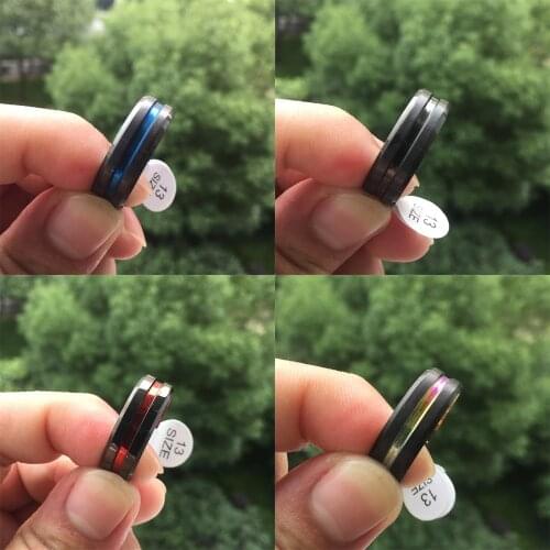 Fashion 8MM Mens Black Groove Beveled Edge Tungsten Carbide Rings Black Celtic Dragon Red carbon fibre Ring Mens Wedding Band