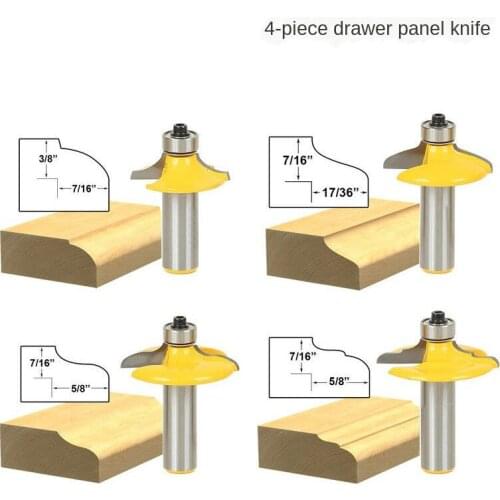 High-Grade 4 Pcs Drawer Front & Cabinet Door Front Router Bit Set-1/2" Shank woodworking cutter woodworking bits