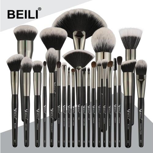 BEILI Black 25PCS Professional Natural Makeup brush set Foundation Eyeshadow Eyebrow Eyeliner Concealer Makeup Brushes