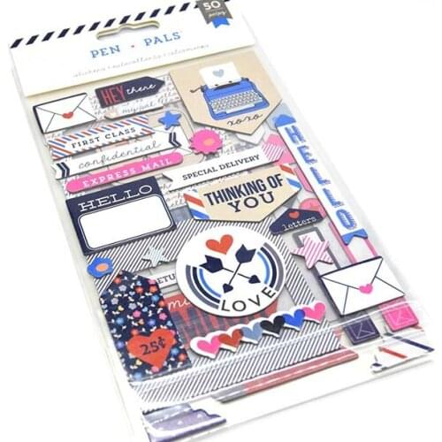 50pcs Love letter Cardstock Die Cut Stickers for Scrapbooking Happy Planner/Card Making/Journaling Project Craft