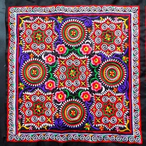 Miao stitch plain fabric embroidery patch garment bag home textile applique trim ethnic nepal tribal india boho gypsy hmong DIY