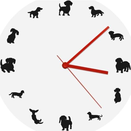 Lovely Puppy Dachshund Portrait Dog Breed Animals Hospital Wall Art Wall Clock Pet Store Decor Clock Gift For Sausage Dog Lover