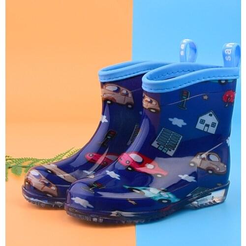 2019 New Fashion Kids Rain Boots Girls Boys children Cartoon Water shoes Rainboots Loverly Waterproof Overshoes Warm Rubber Shoe