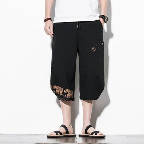 New Design Straight Pants Men Cotton Linen Harem Pants Male Chinese Style Streetwear Sweatpants Men Large Size 5XL