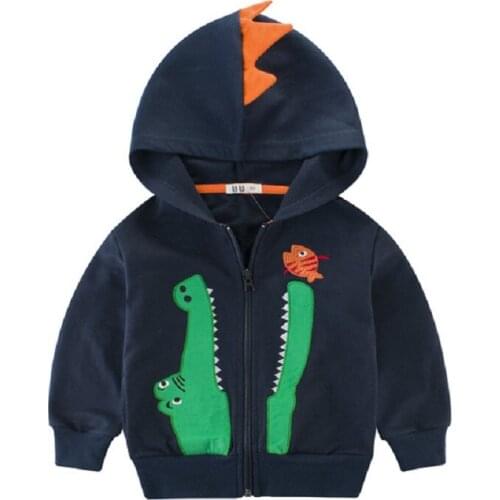 2-8 Years Childrens Autumn Coat Cartoon Dinosaur Hat Rave Party Costume Sunny Handsome Boys Catton Jacket Elegant Girls Clothes