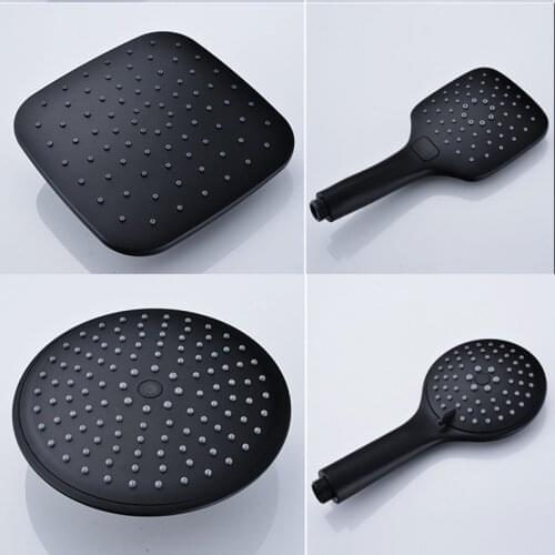 Luxury Black Shower Head Removable Hand Held Rainfall Spray Shower Head Set For Bathroom Matte Black High Quality