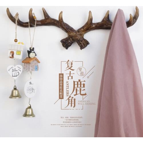 Nordic Retro Antler Decoration Wall Hanging Clothes Rack Creative Household Entrance Wall Decoration Wall Key Hook Door Hooks