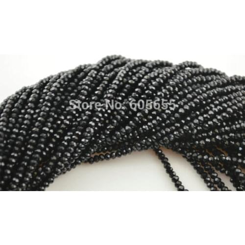2mm Jet Black Color Glass Crystal Rondelle Loose Seed Beads fit Fashion Jewelry making