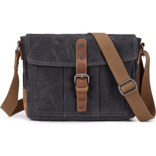 Canvas And Genuine Leather Messenger Bag For Men Women Male Vintage Casual Small Shoulder Crossbody Bags Handbag High Quality