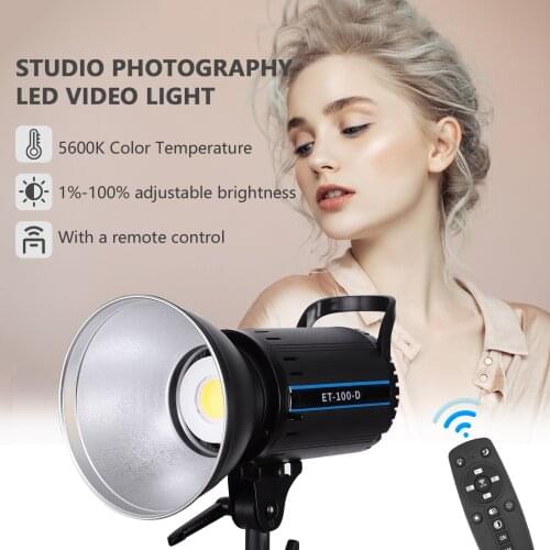 Andoer ET-100-D 100W Studio LED Continuous Video Light 5600K CRI 95+ Standard Reflector Remote Control for Recording Live Stream