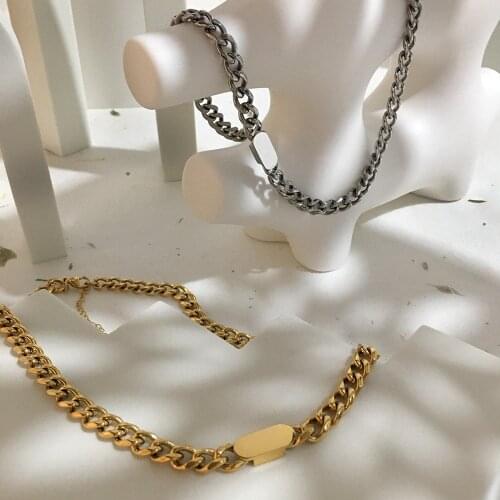 Monlansher Gold Silver Color Thick Chain Chokers Geometric Metal Pendant Necklace Hip Hop Statement Fashion Street Style Jewelry