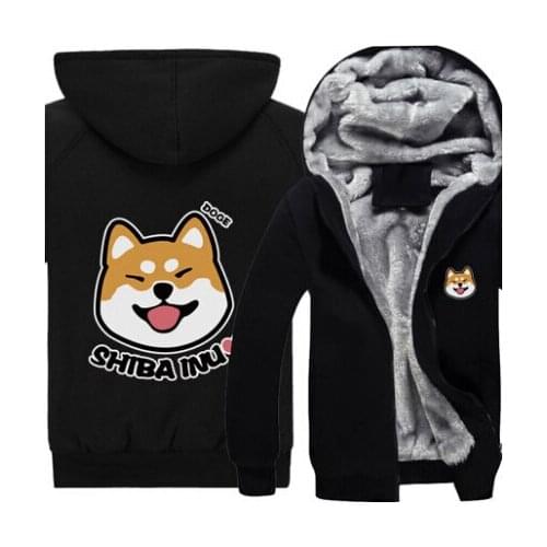 New winter Dogs hoodie Anime Shiba Inu hooded Coat Men Women Thicken cotton Sweatshirt