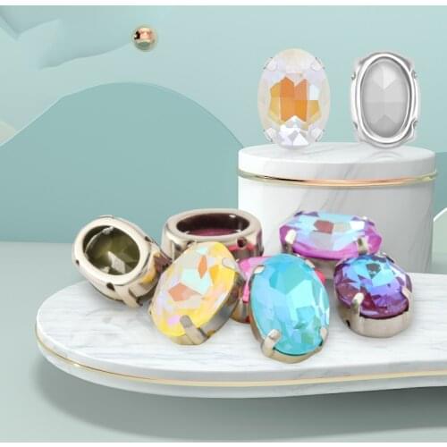 Thicken Copper Claw Rhinestones Oval Shape Mocha Glass Strass Crystals DIY Ser On Stones Clothes Shoes Bags Decoration Crystals