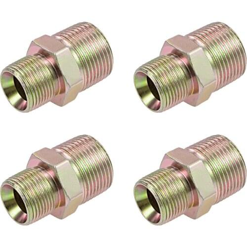 Uxcell 4 Pcs Reducing Pipe Fitting - Reducer Hex Nipple - 1 X 3/4 BSP Male Connector Zinc Finish Plating for Home DIY