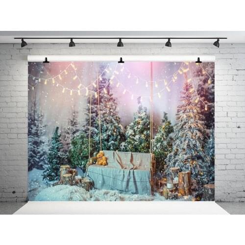 VinylB Christmas Winter Backdrops Photography Forzen Forest Backgrounds For Photo Studio Christmas Light Fantasy Photo Backdrop