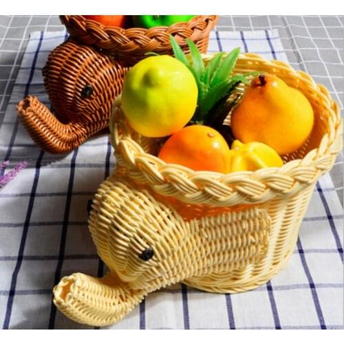 Funny Elephant Rattan basket for fruits basket hand Woven basket Animal basket home deocration storage basketSnack basket