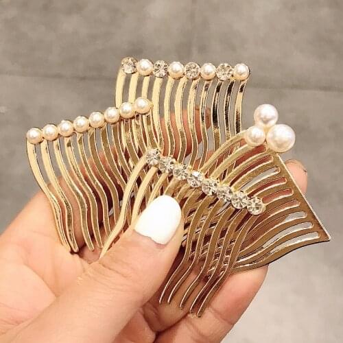 Pearl Rhinestone Hairpin Chinese Style Inverted Comb Hair Comb Insert Comb Simple Hairpin 2021 Seamless Bangs Clip for Women