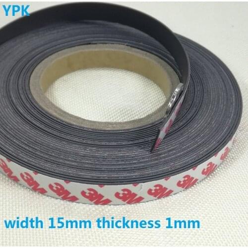 1 Meter/LOT Rubber Magnet 15*1 mm self Adhesive Flexible Magnetic Strip Rubber Magnet Tape width 15mm thickness 1mm 15x1 mm