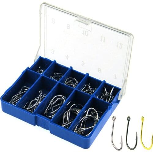 100Pcs Fishing Hooks Set Carbon Steel Single Circle Fishing Hook Fly Fishing Jip Barbed Carp Hooks Sea Tackle Accessories
