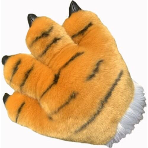 25cm One Pair Simulation Animal Paw Leopard Dinosaur Tiger Bear Giraffe Gloves Halloween Christmas Show Cosplay Props Plush Toy